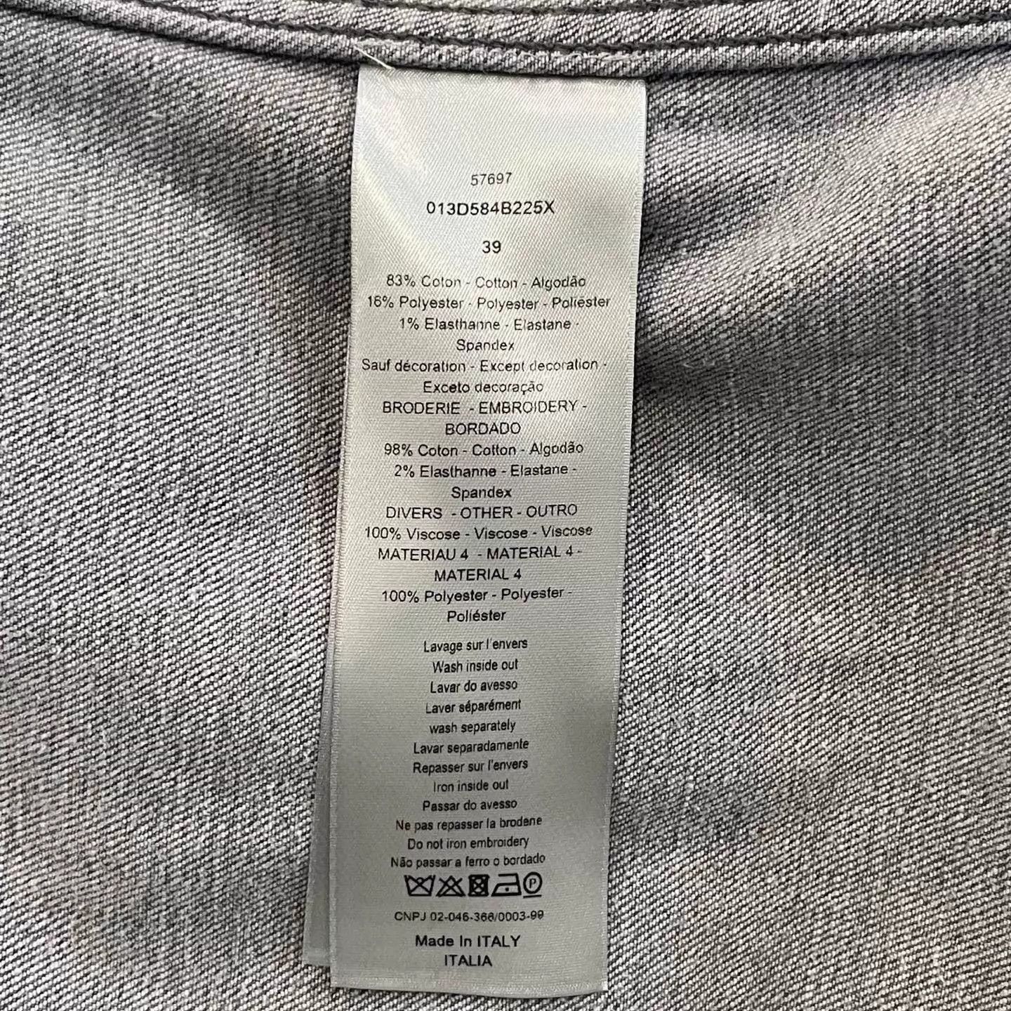 Dior Gray Button-Up Shirt with Patch Details Size US M / EU 48-50 / 2 - 6 Thumbnail