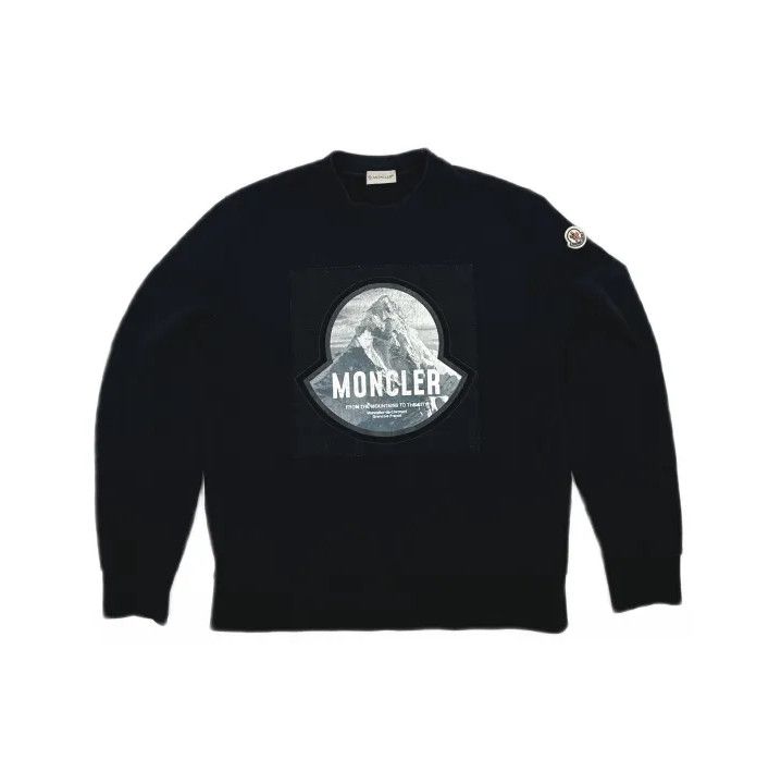 Moncler Moncler Solid Crew Neck Logo Print Sweatshirt Size US L / EU 52-54 / 3 - 2 Thumbnail