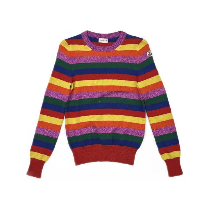 Moncler Moncler Striped Logo Crewneck Long-Sleeve Knit Sweater Size US XS / EU 42 / 0 - 2 Thumbnail