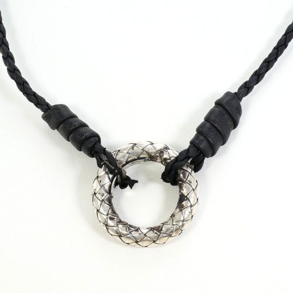 Bottega Veneta Bottega Veneta Bottega Veneta Intrecciato 925 Silver Leather Necklace Precious Metal Necklace DUTY FREE for USA Size ONE SIZE - 4 Thumbnail