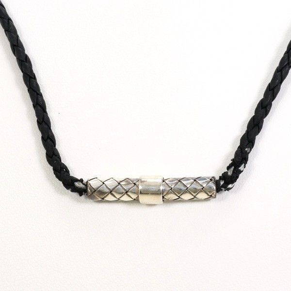 Bottega Veneta Bottega Veneta Bottega Veneta Intrecciato 925 Silver Leather Necklace Precious Metal Necklace DUTY FREE for USA Size ONE SIZE - 6 Thumbnail