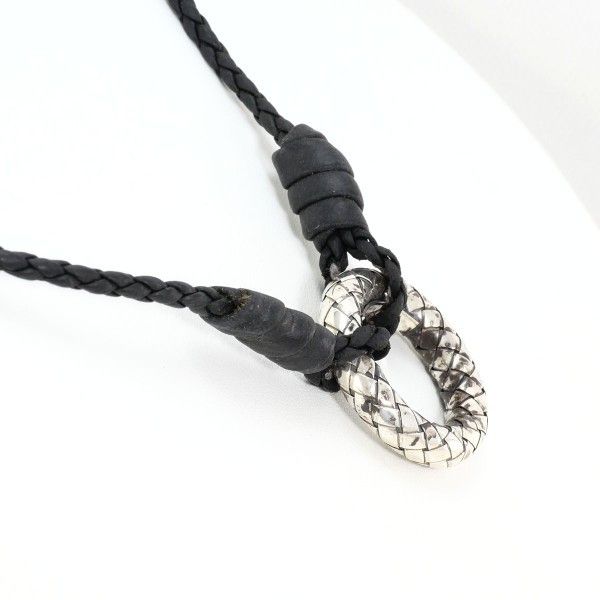 Bottega Veneta Bottega Veneta Bottega Veneta Intrecciato 925 Silver Leather Necklace Precious Metal Necklace DUTY FREE for USA Size ONE SIZE - 2 Thumbnail