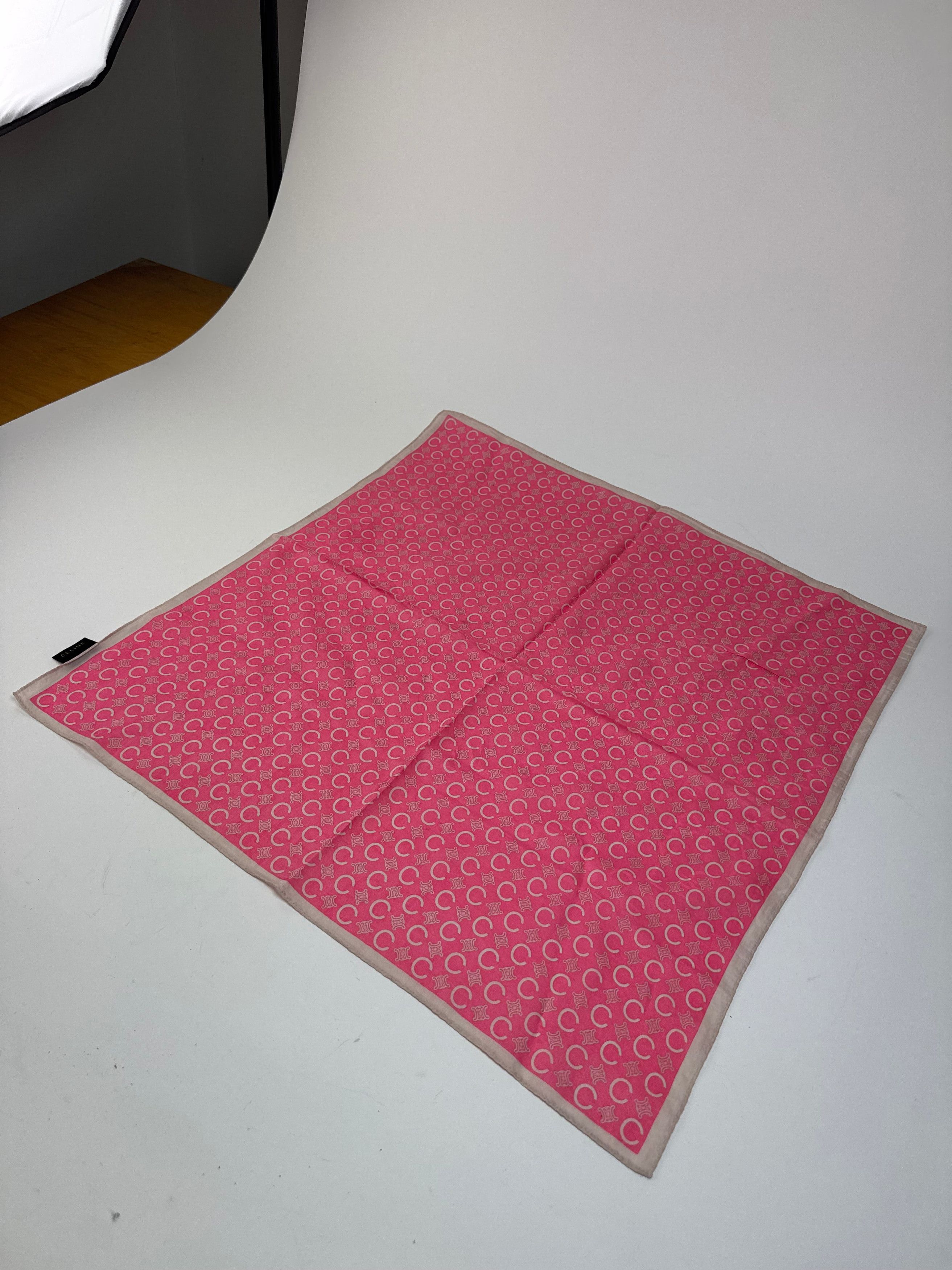Other Vintage Celine C Monogram Scarf Pink Size ONE SIZE - 2 Thumbnail