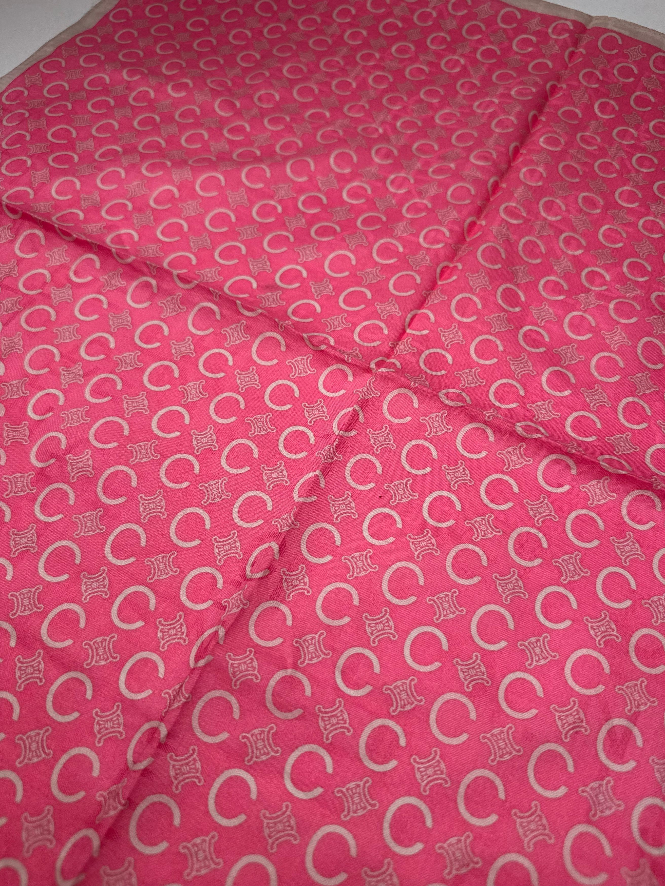 Other Vintage Celine C Monogram Scarf Pink Size ONE SIZE - 4 Thumbnail