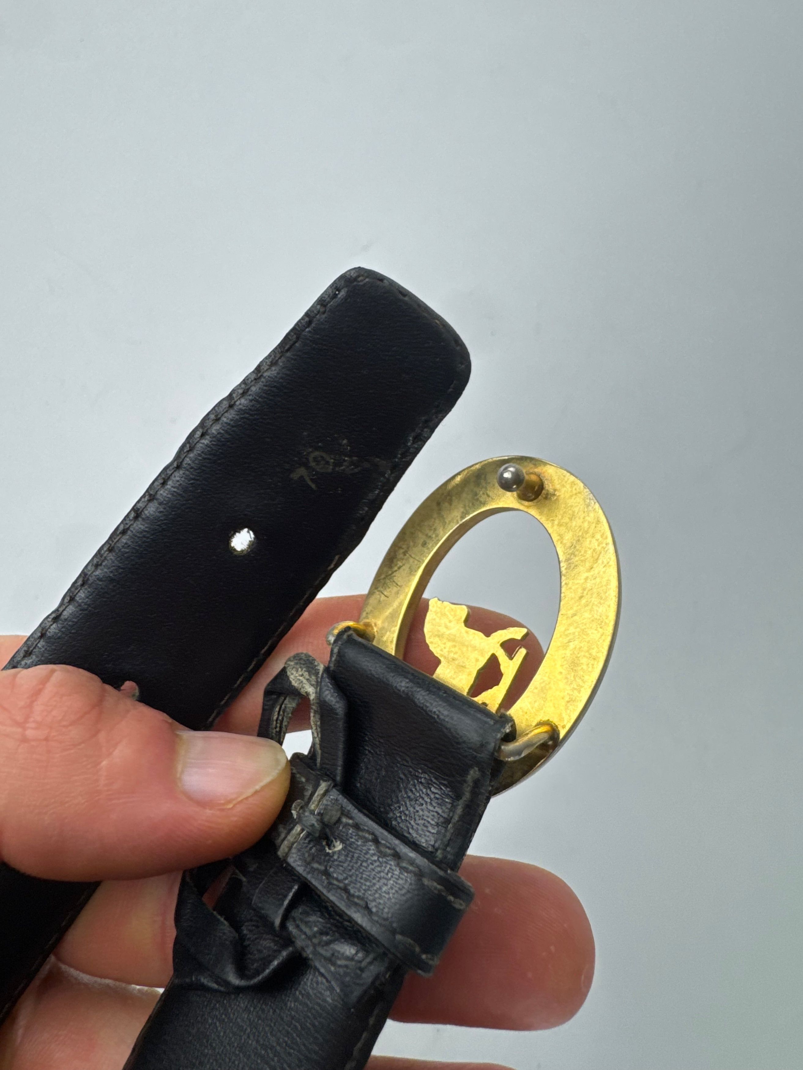 Celine Vintage Paris Carriage Logo Leather Belt Black Size ONE SIZE - 3 Thumbnail