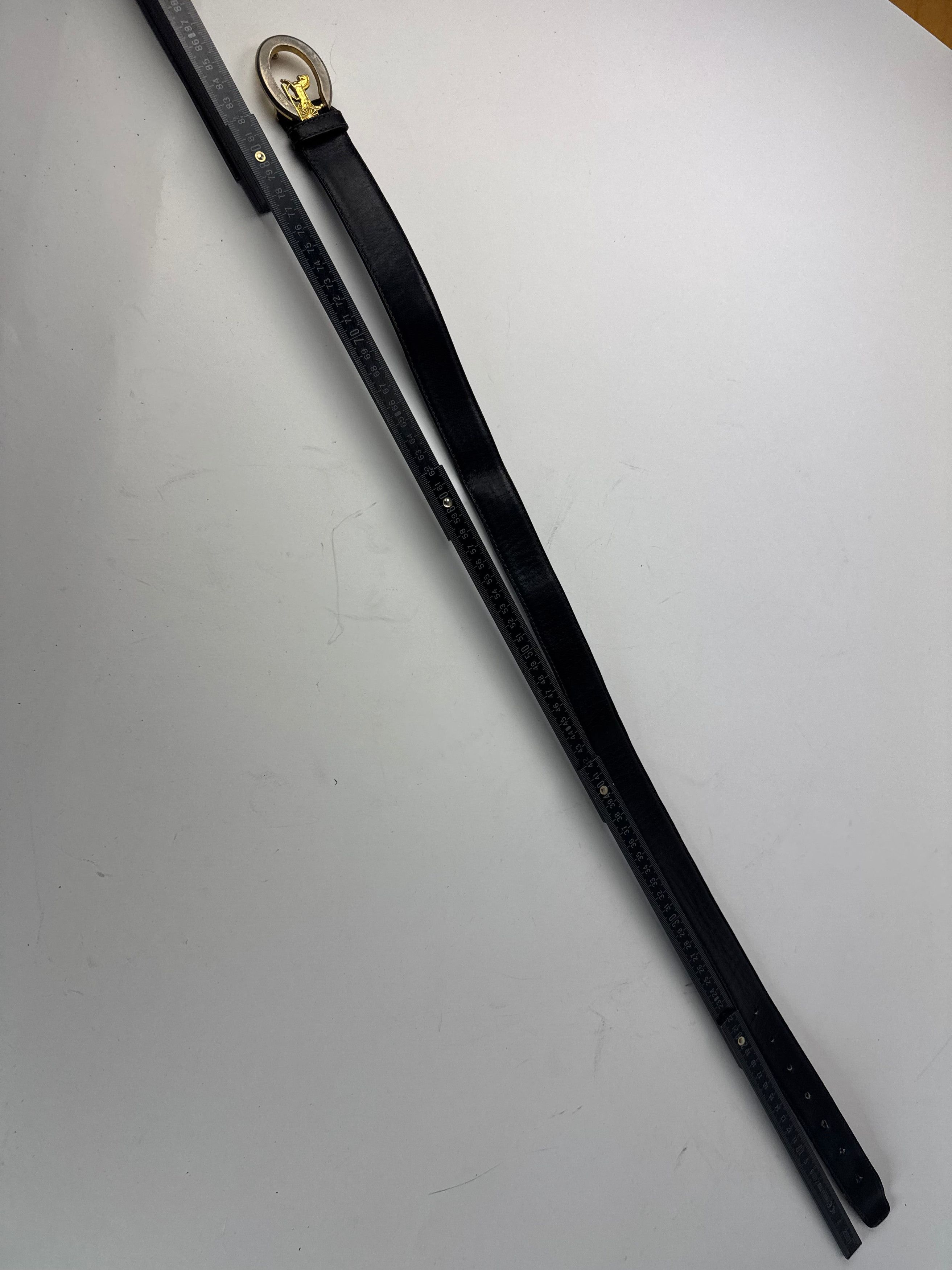 Celine Vintage Paris Carriage Logo Leather Belt Black Size ONE SIZE - 7 Thumbnail