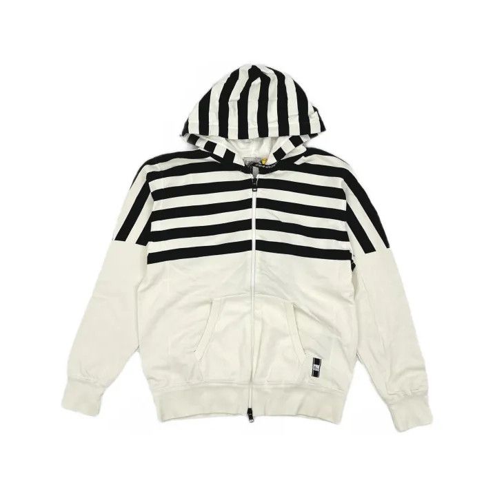 Moncler Moncler Black White Stripe Zip Hoodie Sweatshirt Size US L / EU 52-54 / 3 - 2 Thumbnail