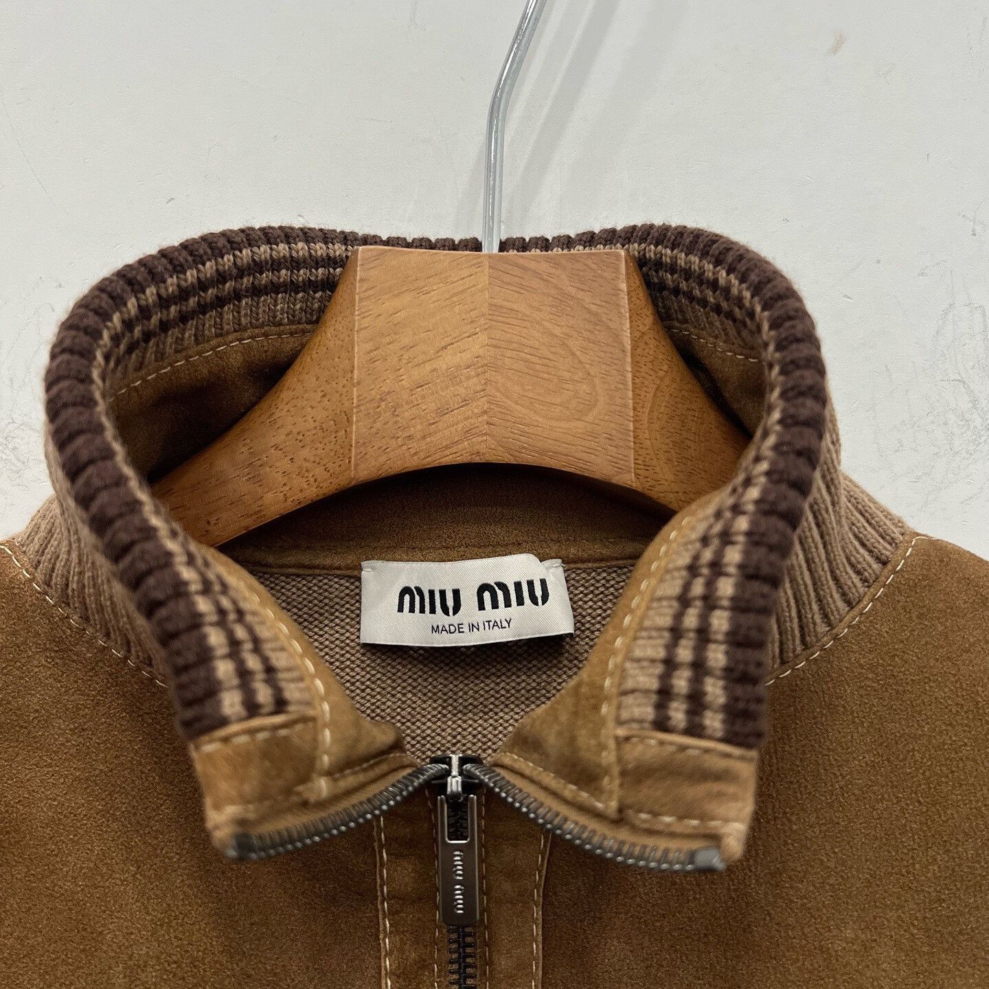 Miu Miu Miu Miu Wool Leather Zip Cardigan Size S / US 4 / IT 40 - 6 Thumbnail