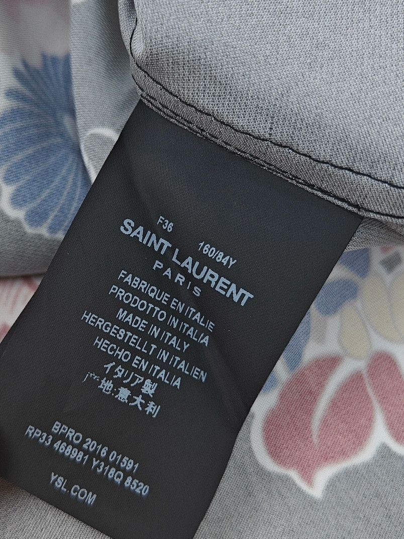 Saint Laurent Paris YSL Saint Laurent Floral Print Long Sleeve Shirt Size XS / US 0-2 / IT 36-38 - 8 Thumbnail