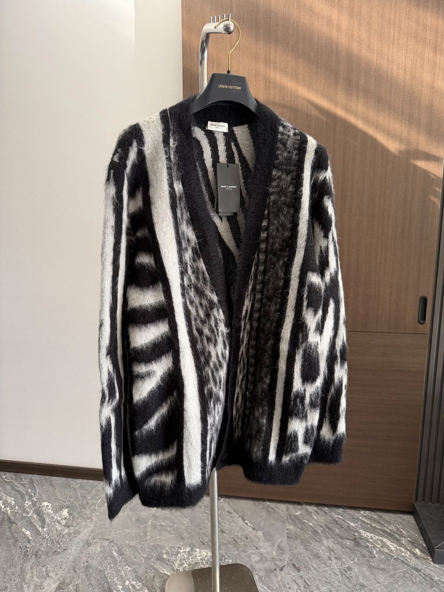 Saint Laurent Paris Saint Laurent Black White Striped Cardigan Size US L / EU 52-54 / 3 - 2 Thumbnail