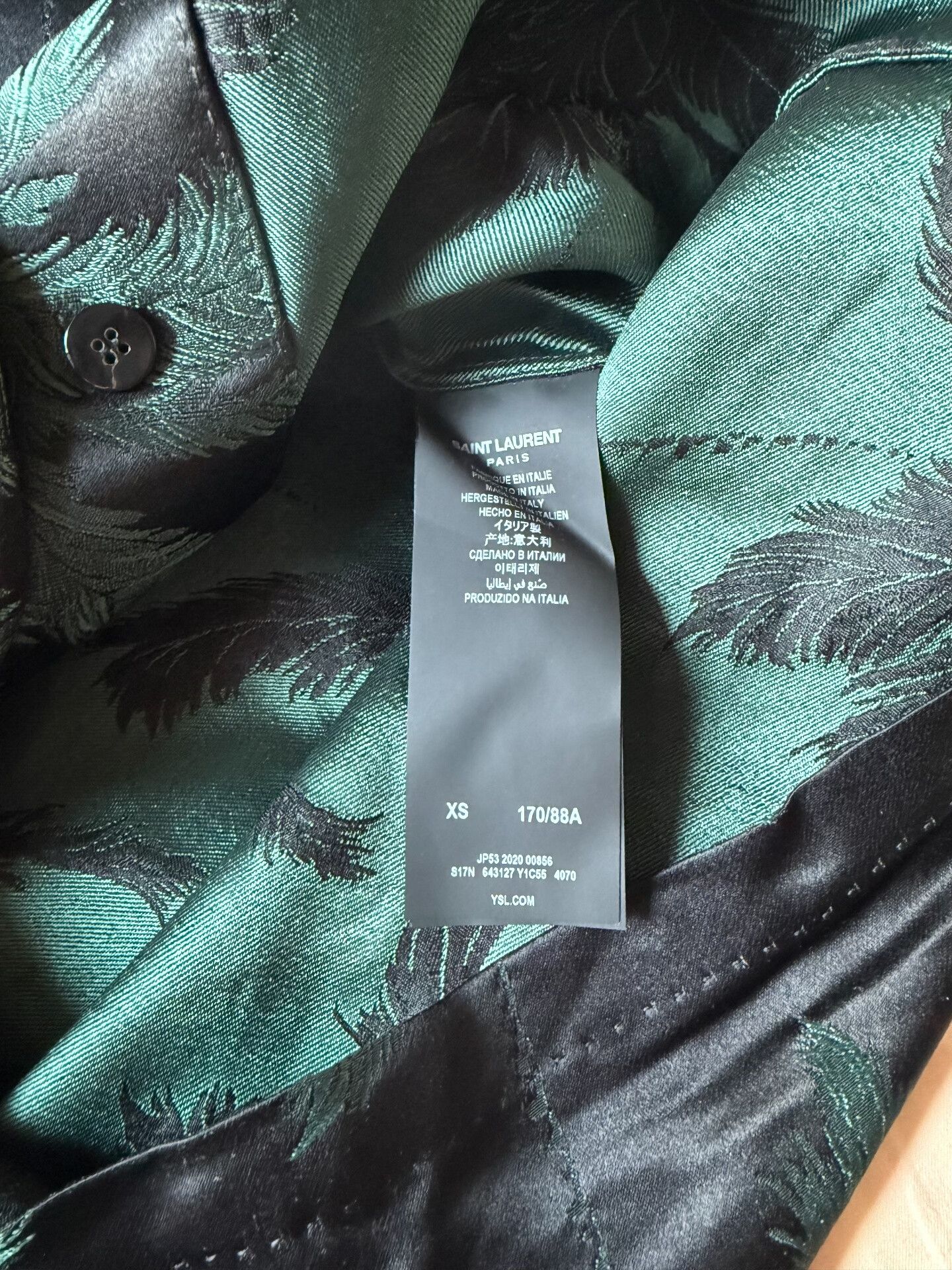 Saint Laurent Paris Saint Laurent Paris Palm Leaf Silk Cardigan Size US XS / EU 42 / 0 - 4 Thumbnail
