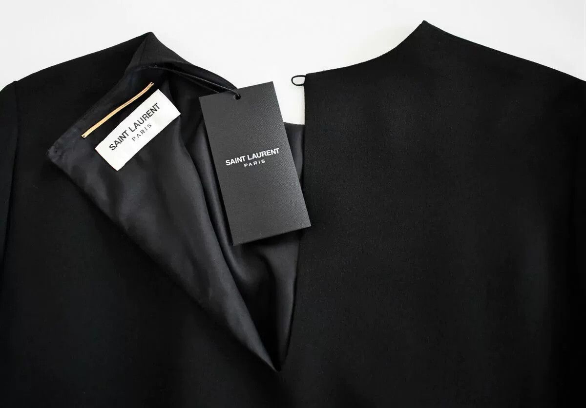 Saint Laurent Paris Saint Laurent Black Short-Sleeve Mini Dress Size S / US 4 / IT 40 - 7 Thumbnail