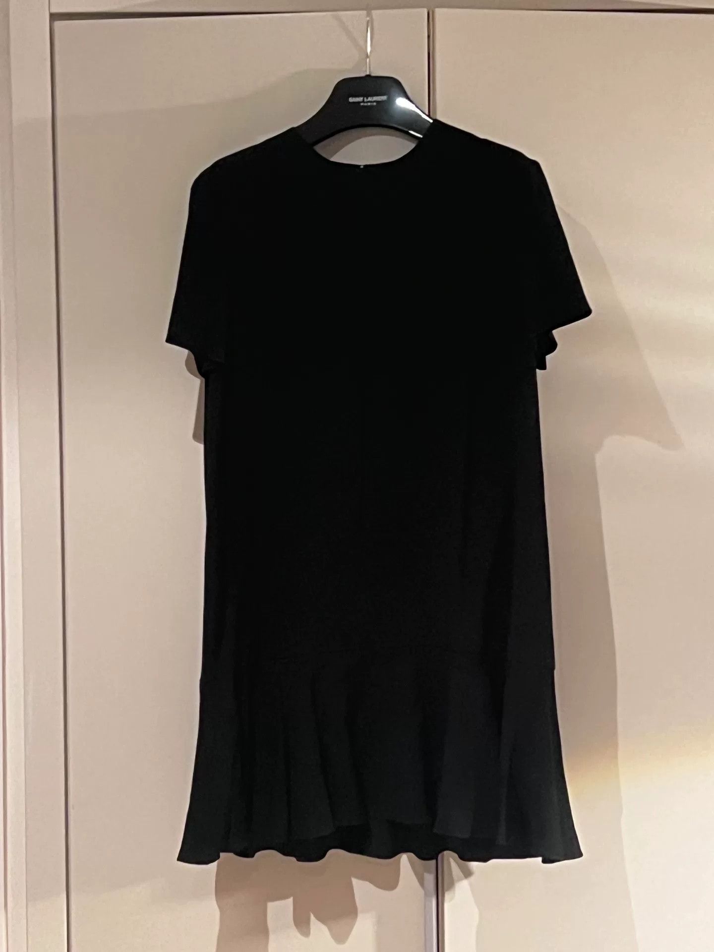 Saint Laurent Paris Saint Laurent Black Short-Sleeve Mini Dress Size S / US 4 / IT 40 - 4 Thumbnail