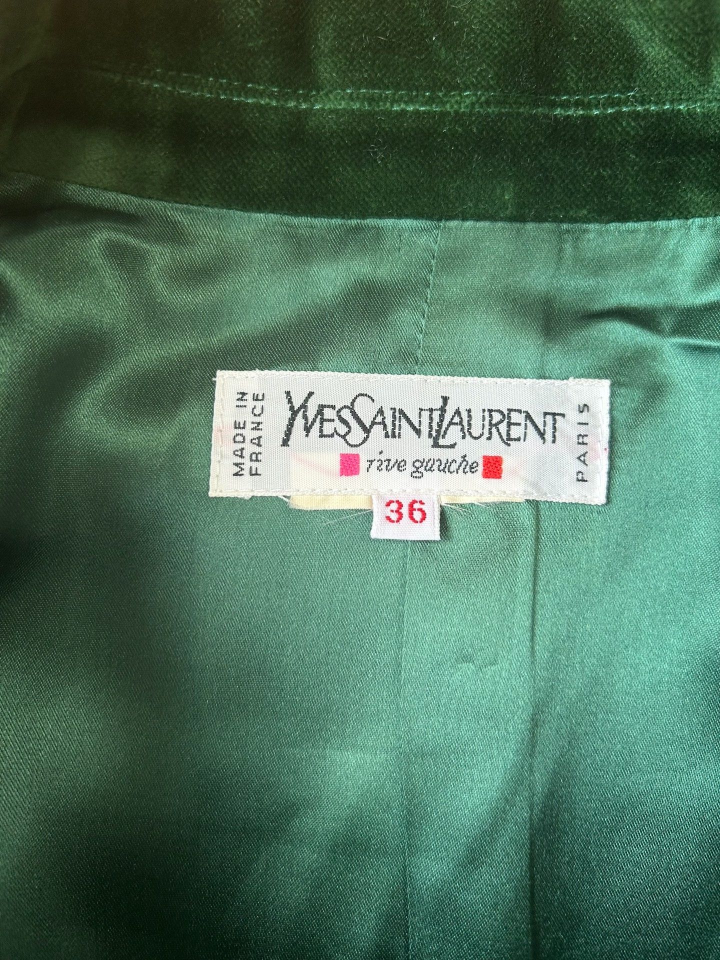 Saint Laurent Paris Saint Laurent Vintage Green Velvet Blazer Size XS / US 0-2 / IT 36-38 - 5 Thumbnail