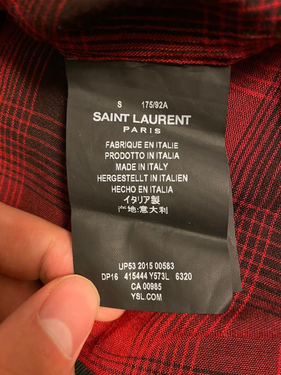 Saint Laurent Paris Saint Laurent Red Plaid Frayed Hem Shirt Size US S / EU 44-46 / 1 - 3 Thumbnail