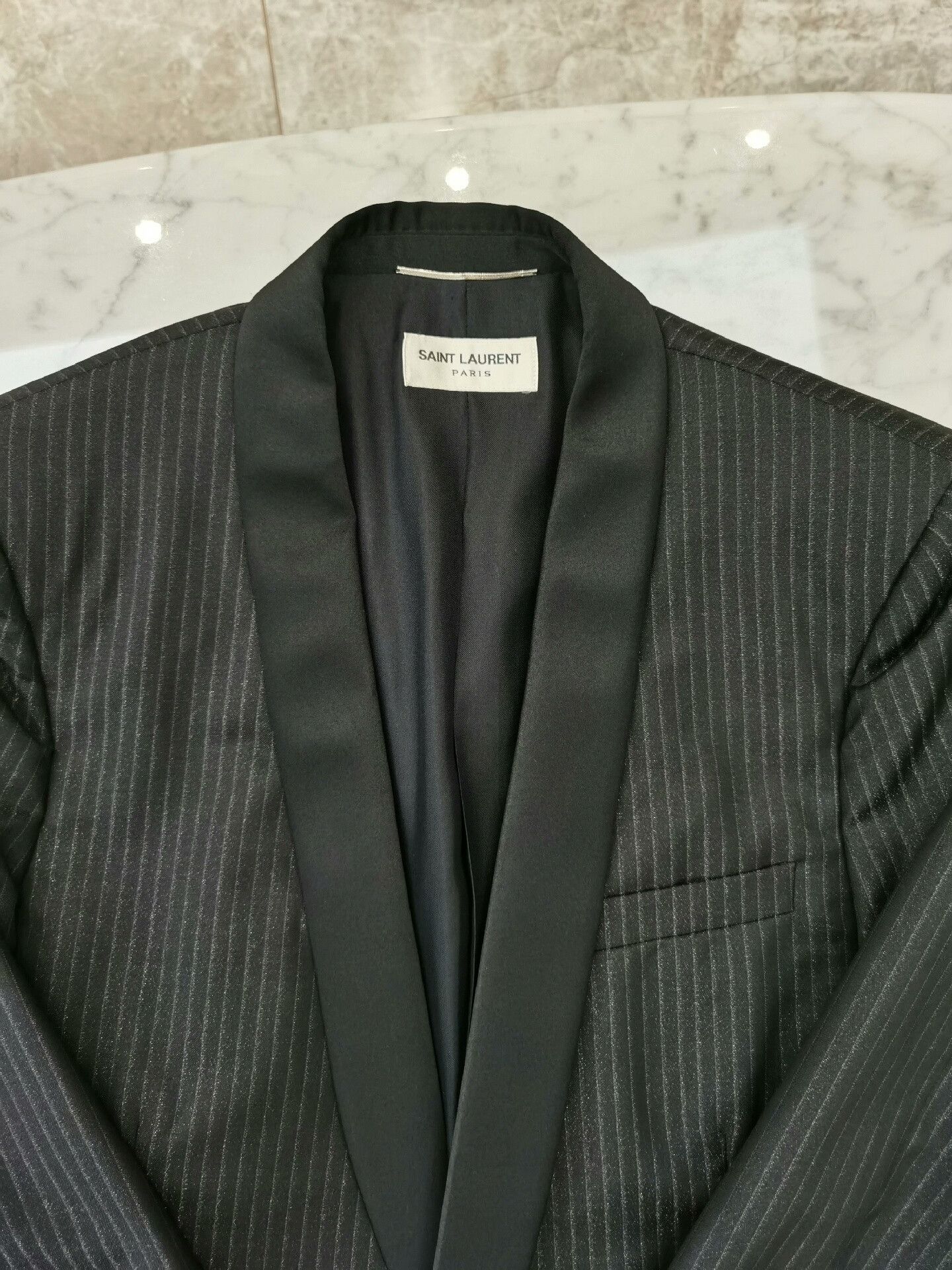 Saint Laurent Paris Saint Laurent Wool Pinstripe Tuxedo Blazer Size US M / EU 48-50 / 2 - 8 Thumbnail