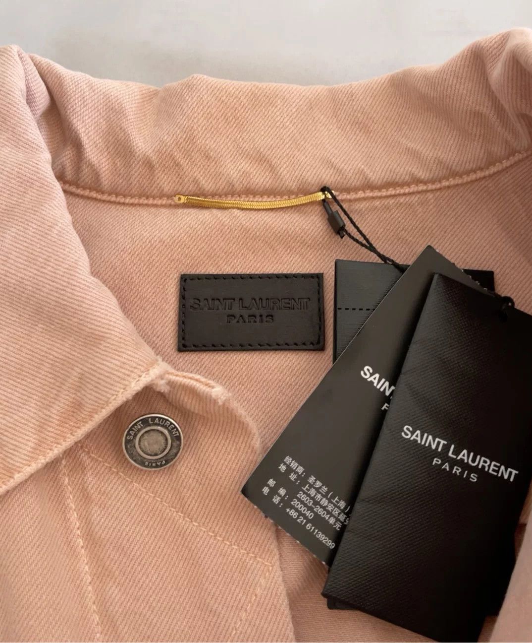 Saint Laurent Paris Saint Laurent Women's Pink Denim Jacket Size S / US 4 / IT 40 - 2 Thumbnail
