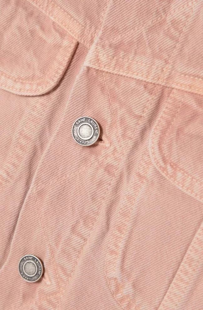 Saint Laurent Paris Saint Laurent Women's Pink Denim Jacket Size S / US 4 / IT 40 - 3 Thumbnail