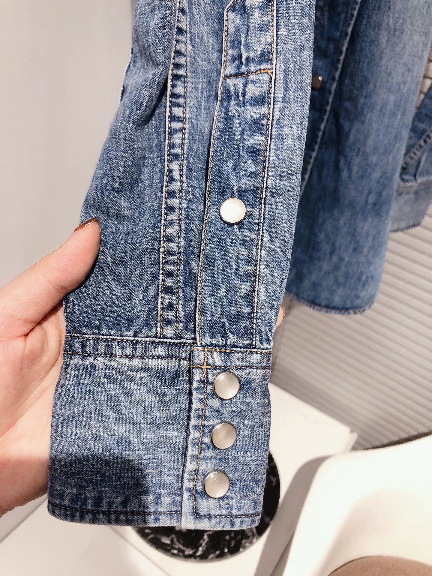 Saint Laurent Paris SAINT LAURENT Light Blue Denim Shirt Size XS / US 0-2 / IT 36-38 - 5 Thumbnail