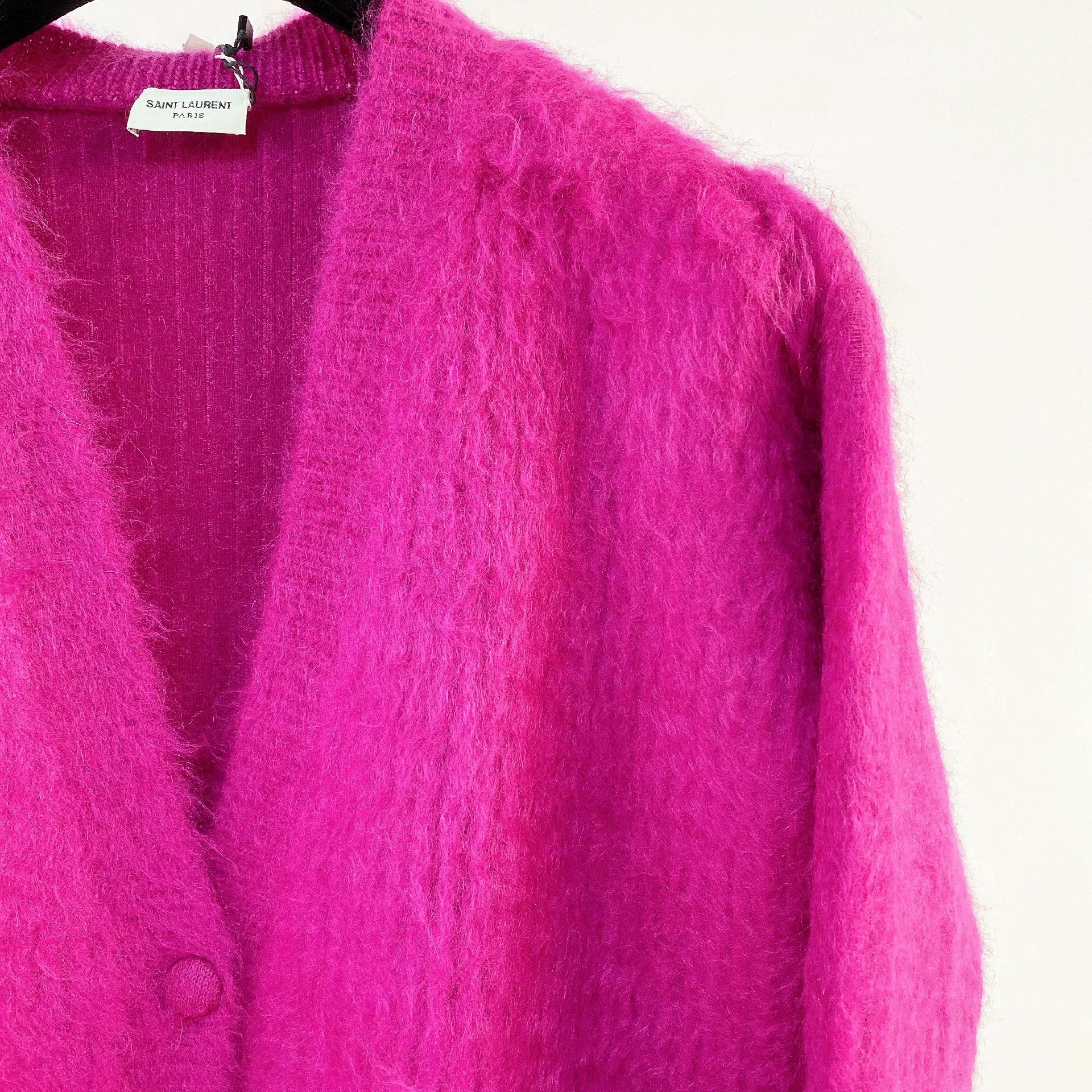 Saint Laurent Paris Saint Laurent Pink Mohair Cardigan Size S / US 4 / IT 40 - 3 Thumbnail