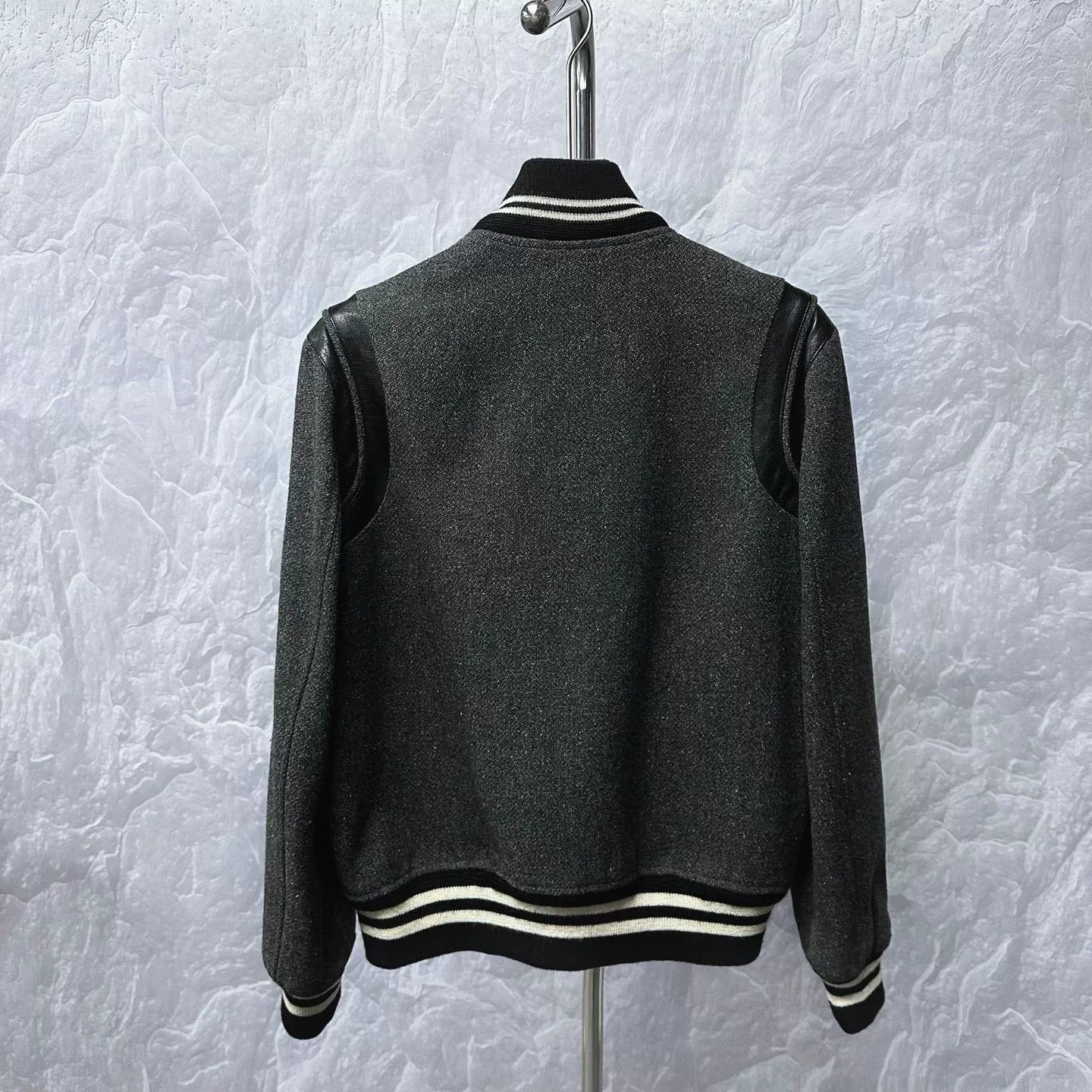 Saint Laurent Paris Saint Laurent Gray Wool Baseball Jacket Size US S / EU 44-46 / 1 - 4 Thumbnail