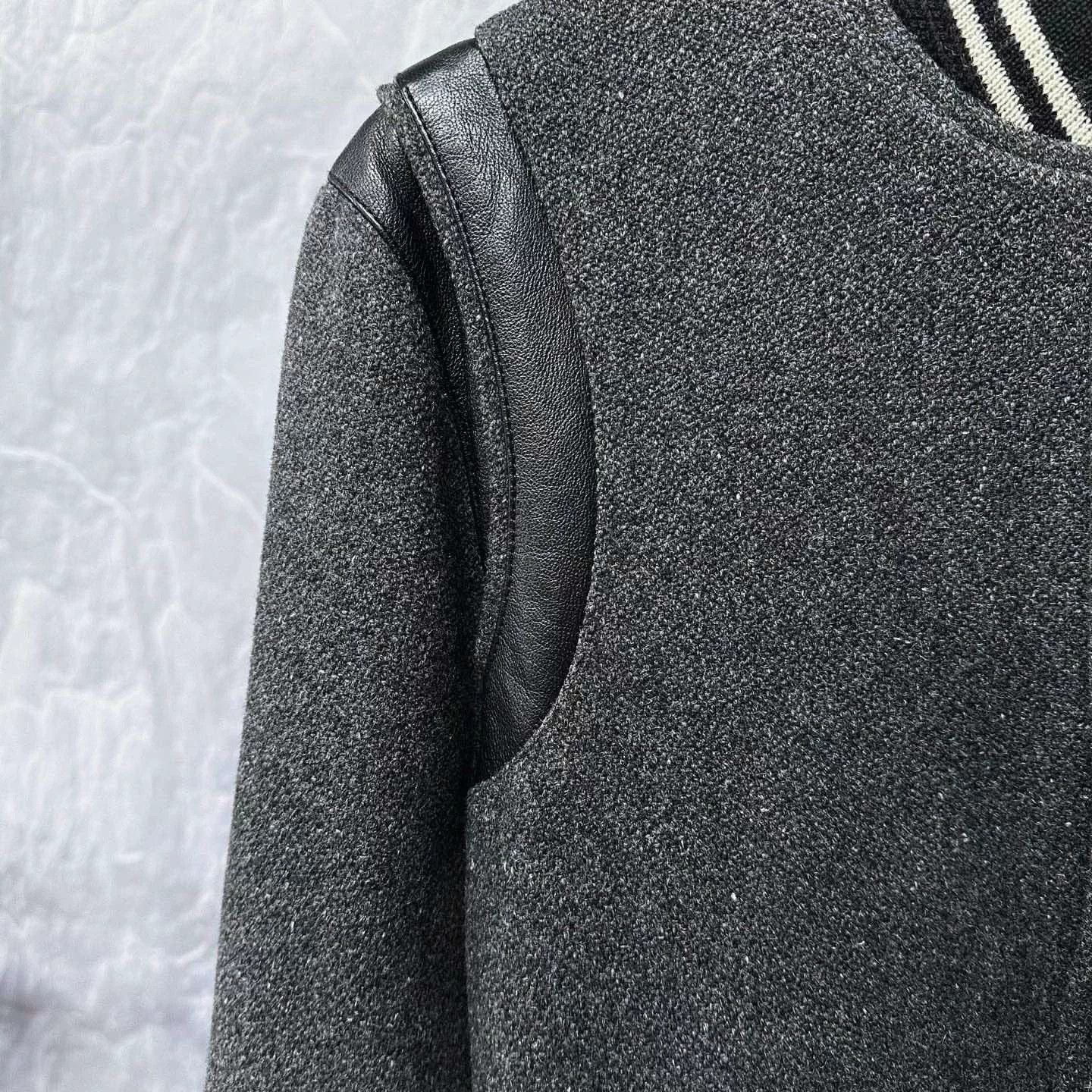Saint Laurent Paris Saint Laurent Gray Wool Baseball Jacket Size US S / EU 44-46 / 1 - 3 Thumbnail