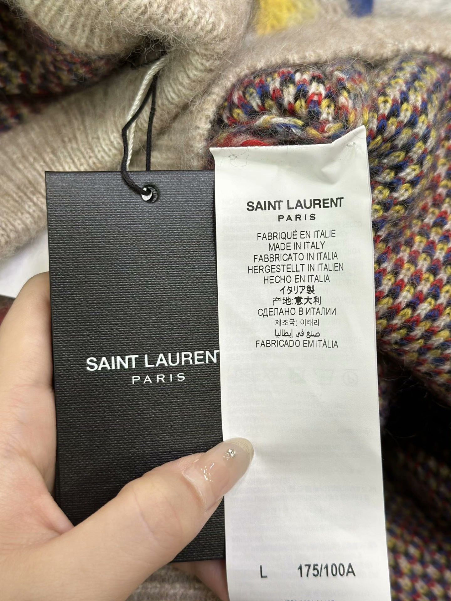 Saint Laurent Paris Saint Laurent Colorful Jacquard Crewneck Sweater Size US L / EU 52-54 / 3 - 5 Thumbnail