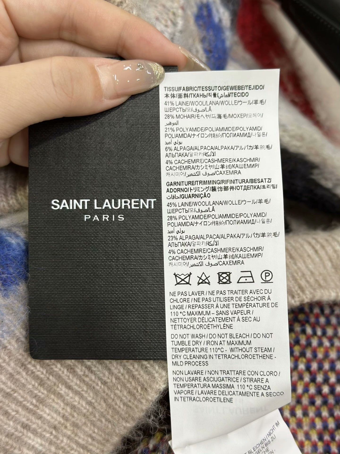 Saint Laurent Paris Saint Laurent Colorful Jacquard Crewneck Sweater Size US L / EU 52-54 / 3 - 6 Thumbnail