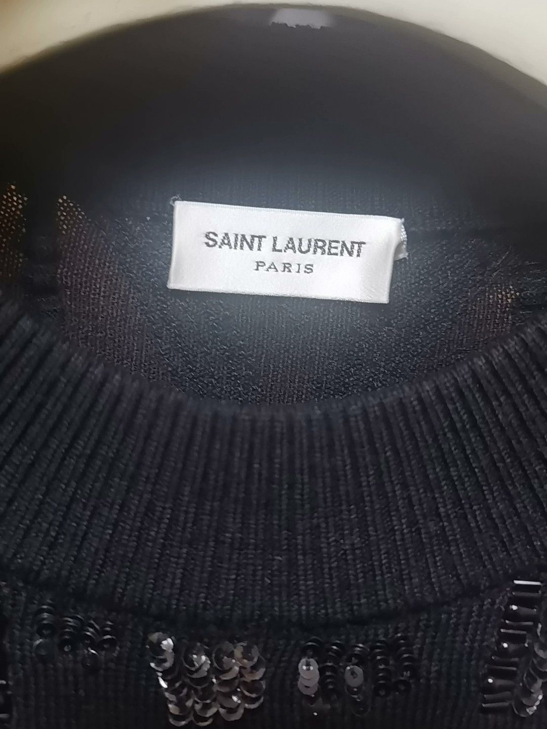 Saint Laurent Paris Saint Laurent Black Sequin Wool Sweater Size XL / US 12-14 / IT 48-50 - 5 Thumbnail