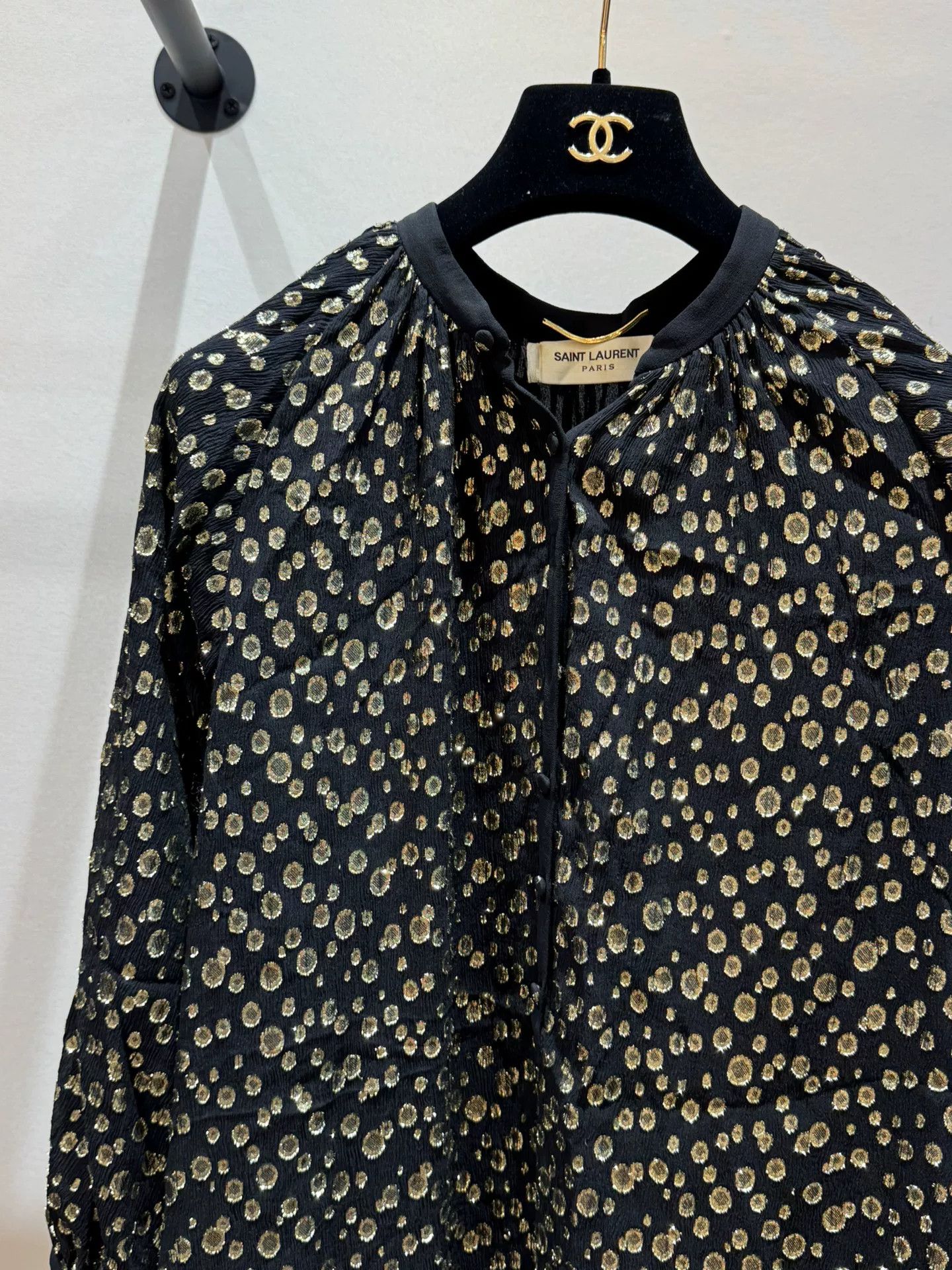 Saint Laurent Paris Saint Laurent Black Polka Dot Dress Size S / US 4 / IT 40 - 2 Thumbnail
