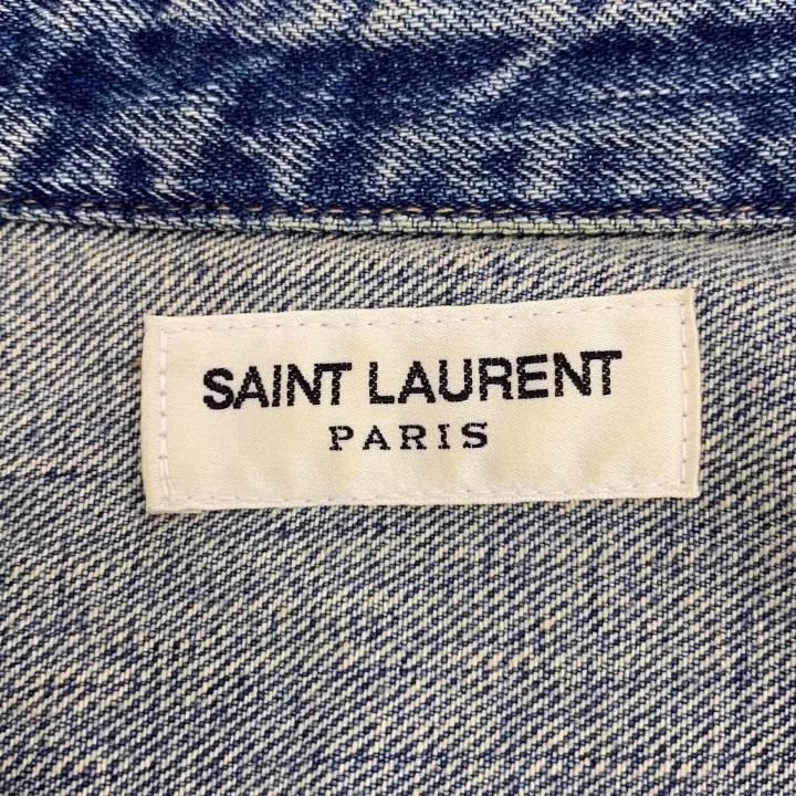 Saint Laurent Paris Yves Saint Laurent Blue Denim Shirt Size US XL / EU 56 / 4 - 5 Thumbnail