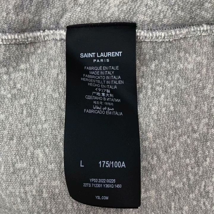 Saint Laurent Paris Yves Saint Laurent Gray Distressed Logo Hoodie Size US L / EU 52-54 / 3 - 6 Thumbnail