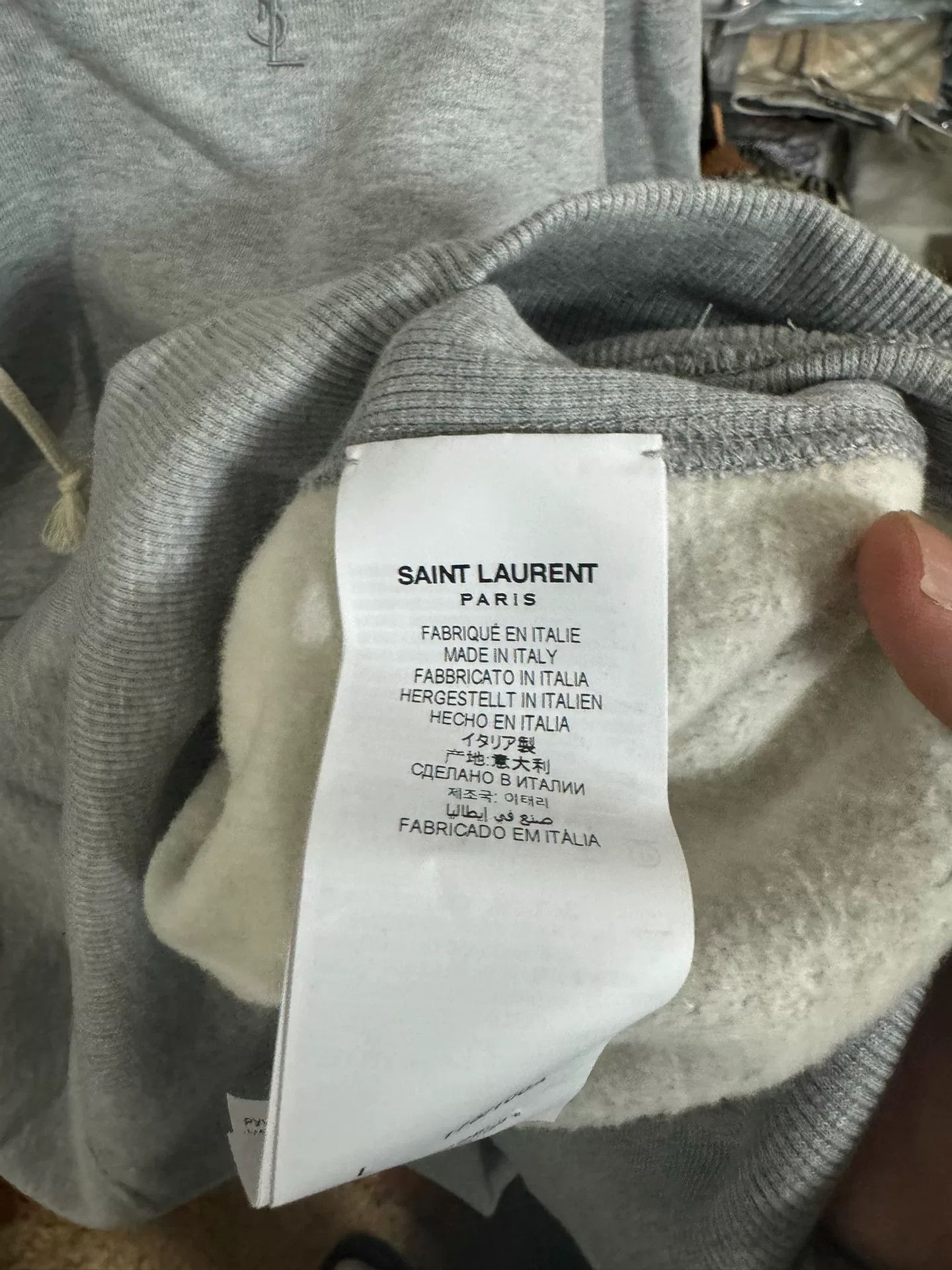 Saint Laurent Paris Saint Laurent Gray Small Logo Hoodie Size US L / EU 52-54 / 3 - 3 Thumbnail