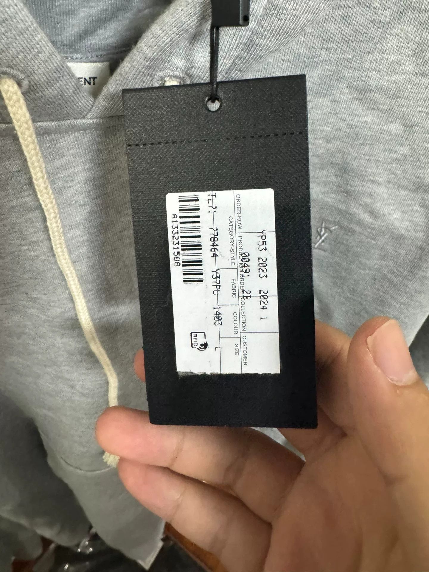 Saint Laurent Paris Saint Laurent Gray Small Logo Hoodie Size US L / EU 52-54 / 3 - 4 Thumbnail