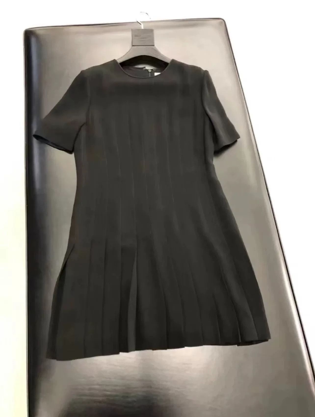 Saint Laurent Paris Saint Laurent Black Pleated Short-Sleeve Mini Dress Size S / US 4 / IT 40 - 3 Thumbnail