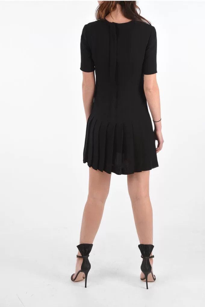 Saint Laurent Paris Saint Laurent Black Pleated Short-Sleeve Mini Dress Size S / US 4 / IT 40 - 8 Thumbnail