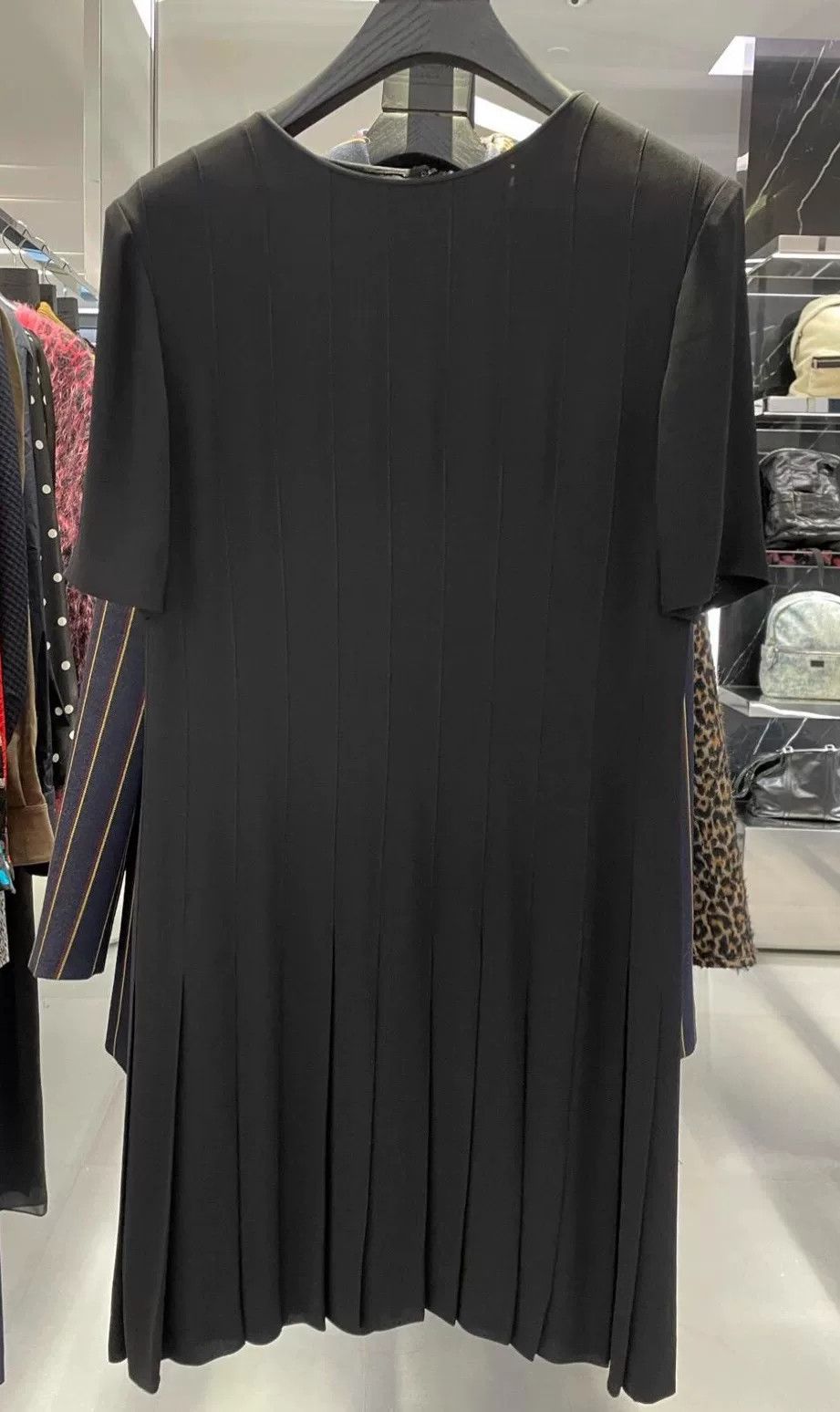Saint Laurent Paris Saint Laurent Black Pleated Short-Sleeve Mini Dress Size S / US 4 / IT 40 - 4 Thumbnail