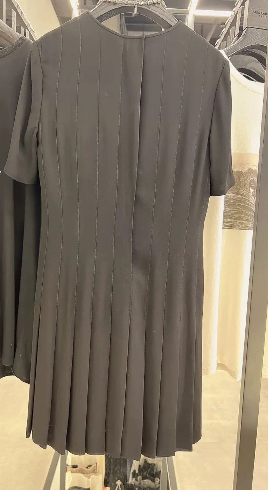 Saint Laurent Paris Saint Laurent Black Pleated Short-Sleeve Mini Dress Size S / US 4 / IT 40 - 5 Thumbnail