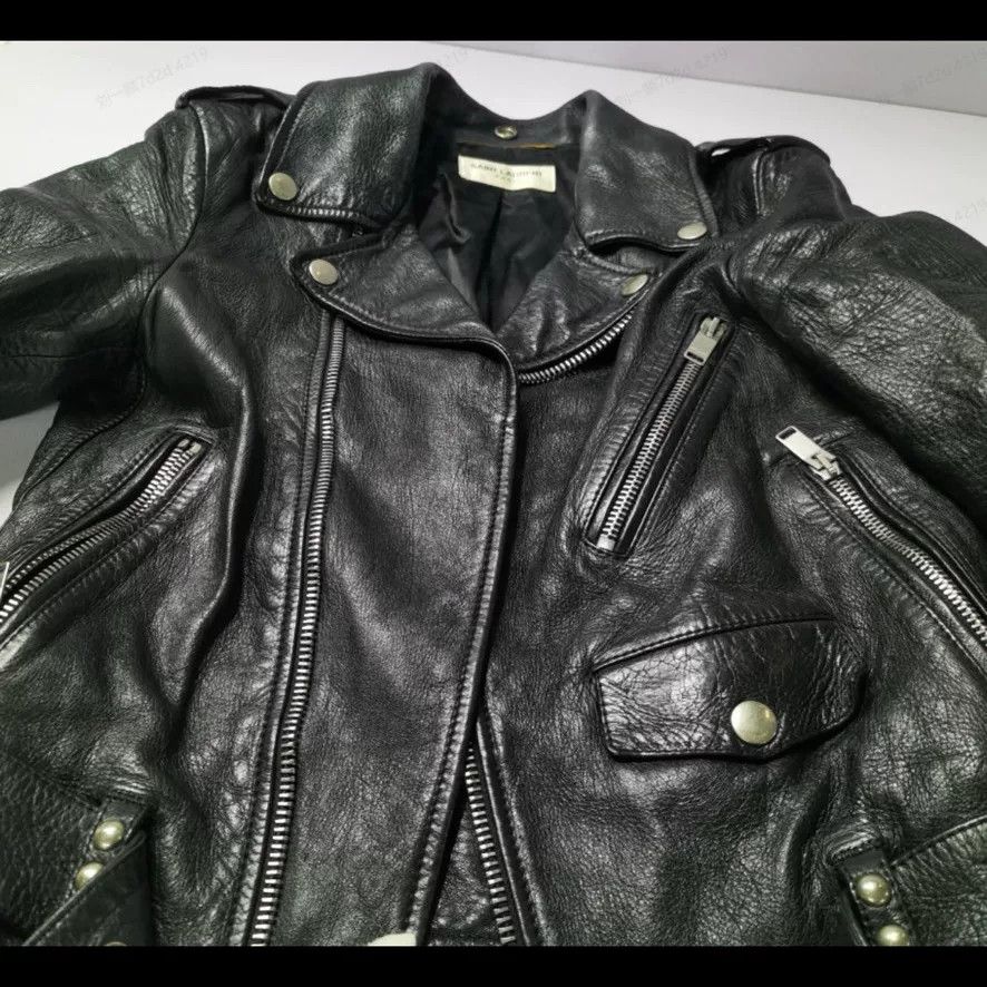 Saint Laurent Paris Saint Laurent Black Leather Jacket Size XXS / US 00 / IT 34 - 2 Thumbnail