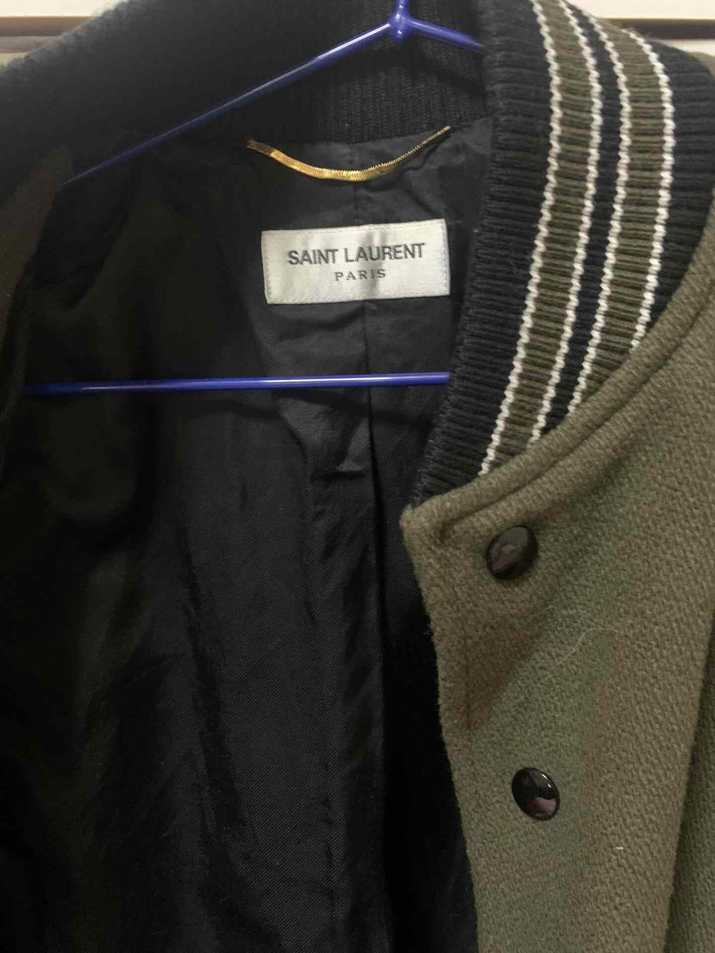 Saint Laurent Paris Saint Laurent Olive Green Baseball Jacket Size XS / US 0-2 / IT 36-38 - 2 Thumbnail