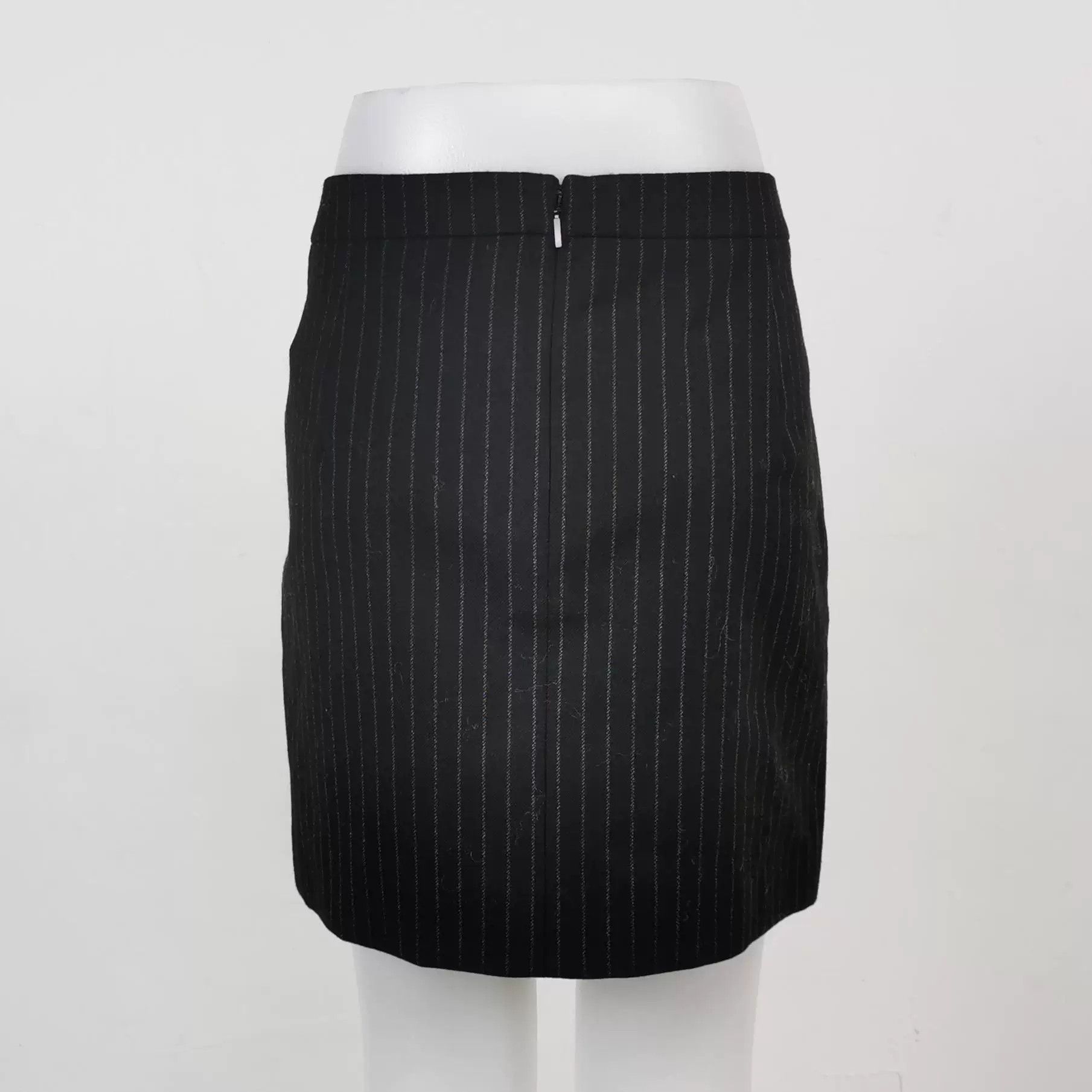 Saint Laurent Paris Saint Laurent Black Pinstripe Wool Skirt XL Size 40" / US 18 - 2 Thumbnail