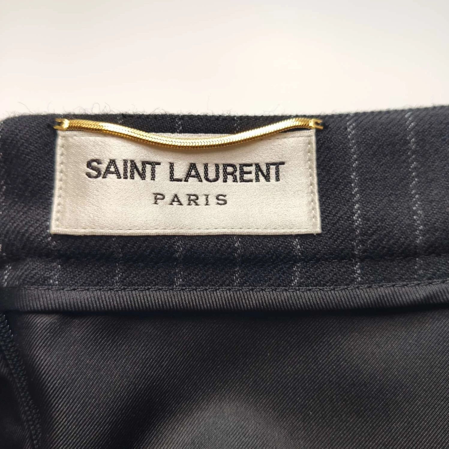 Saint Laurent Paris Saint Laurent Black Pinstripe Wool Skirt XL Size 40" / US 18 - 4 Thumbnail