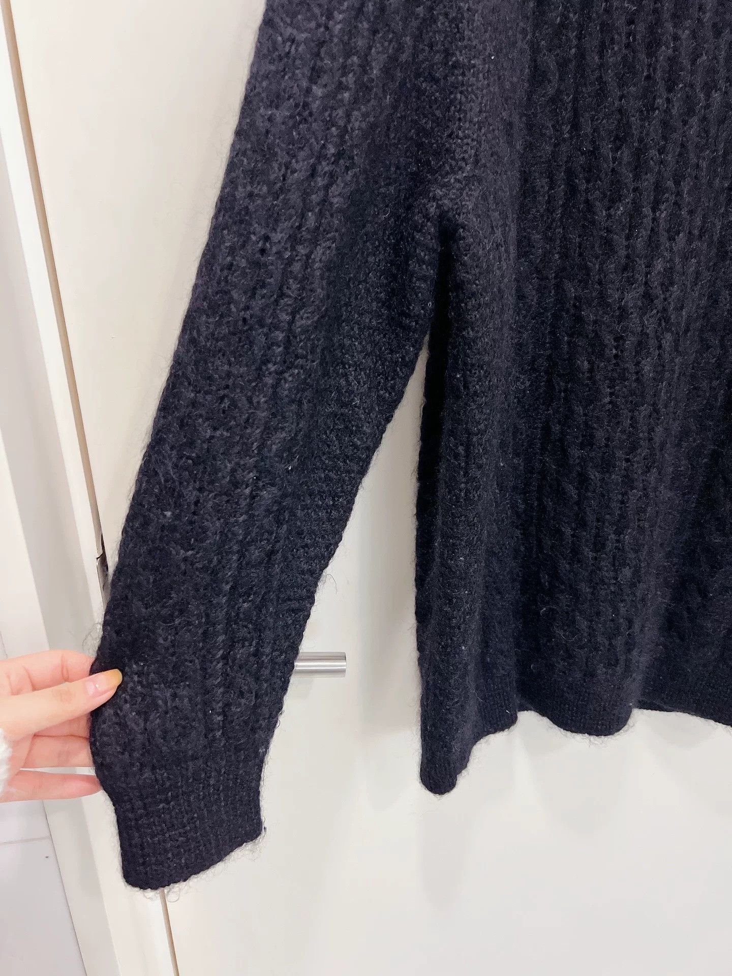 Saint Laurent Paris Saint Laurent Black Cable-Knit Sweater Size M / US 6-8 / IT 42-44 - 3 Thumbnail