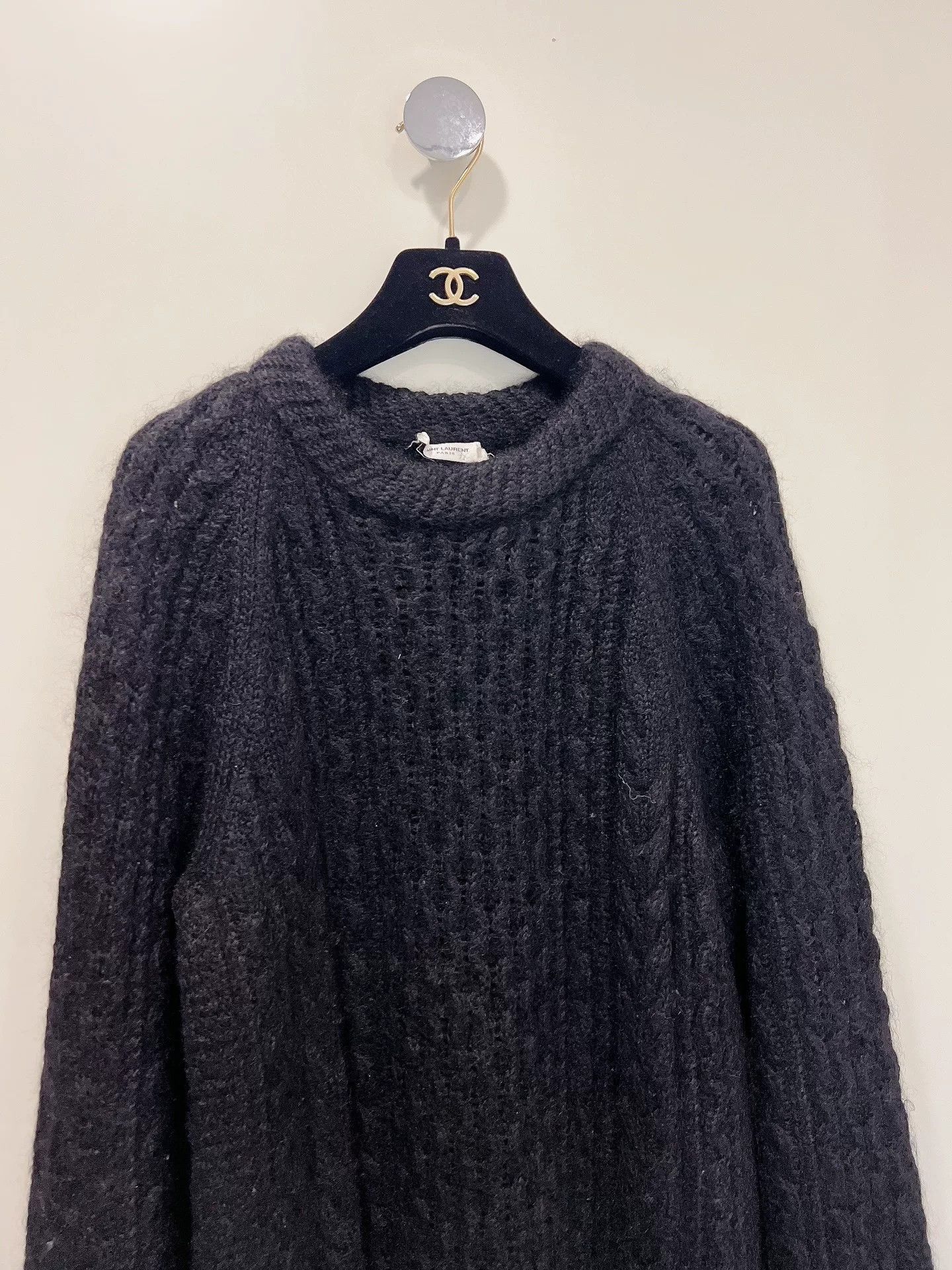 Saint Laurent Paris Saint Laurent Black Cable-Knit Sweater Size M / US 6-8 / IT 42-44 - 4 Thumbnail
