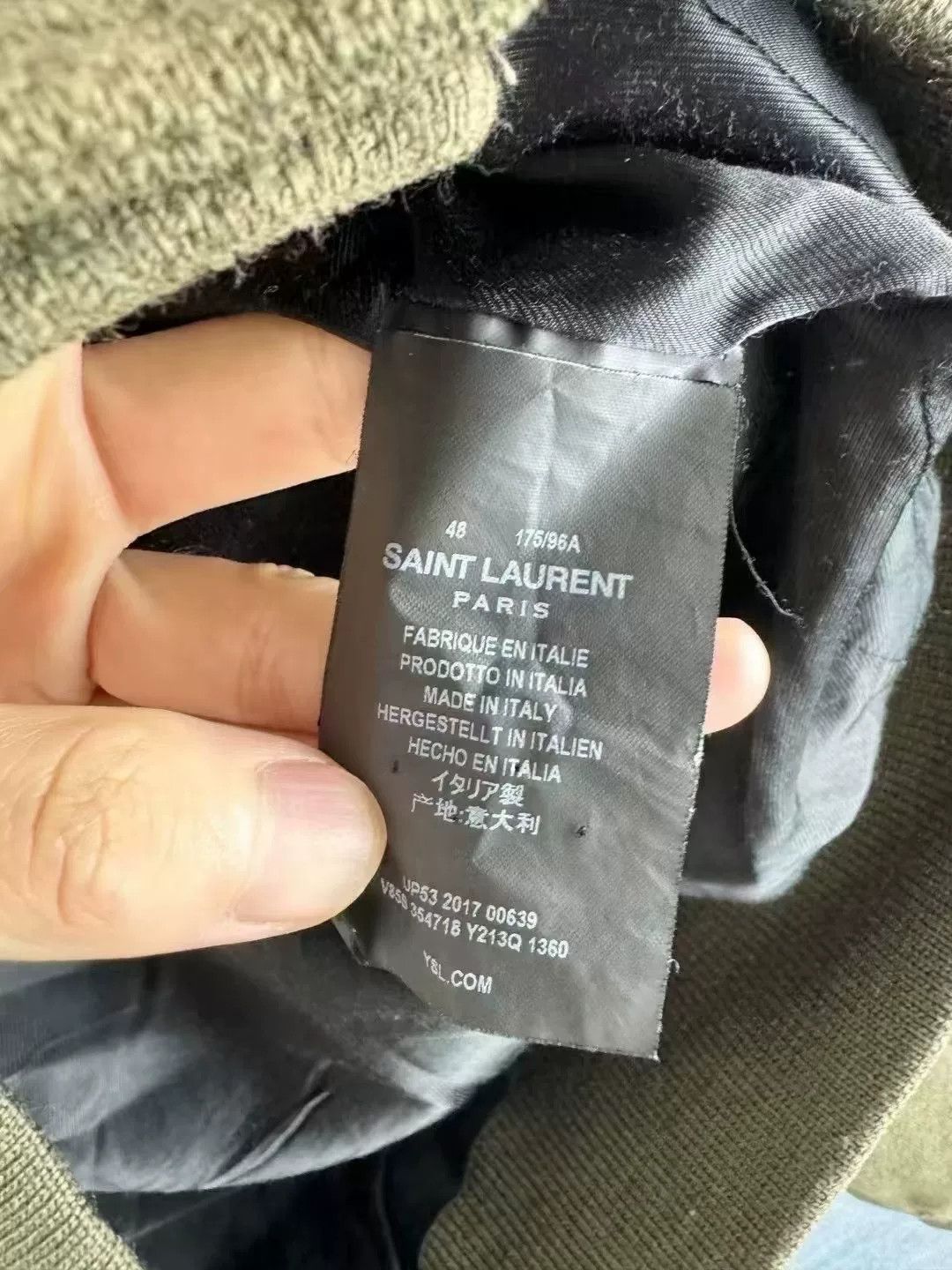 Saint Laurent Paris Saint Laurent Olive Green Wool Baseball Jacket Size US M / EU 48-50 / 2 - 4 Thumbnail