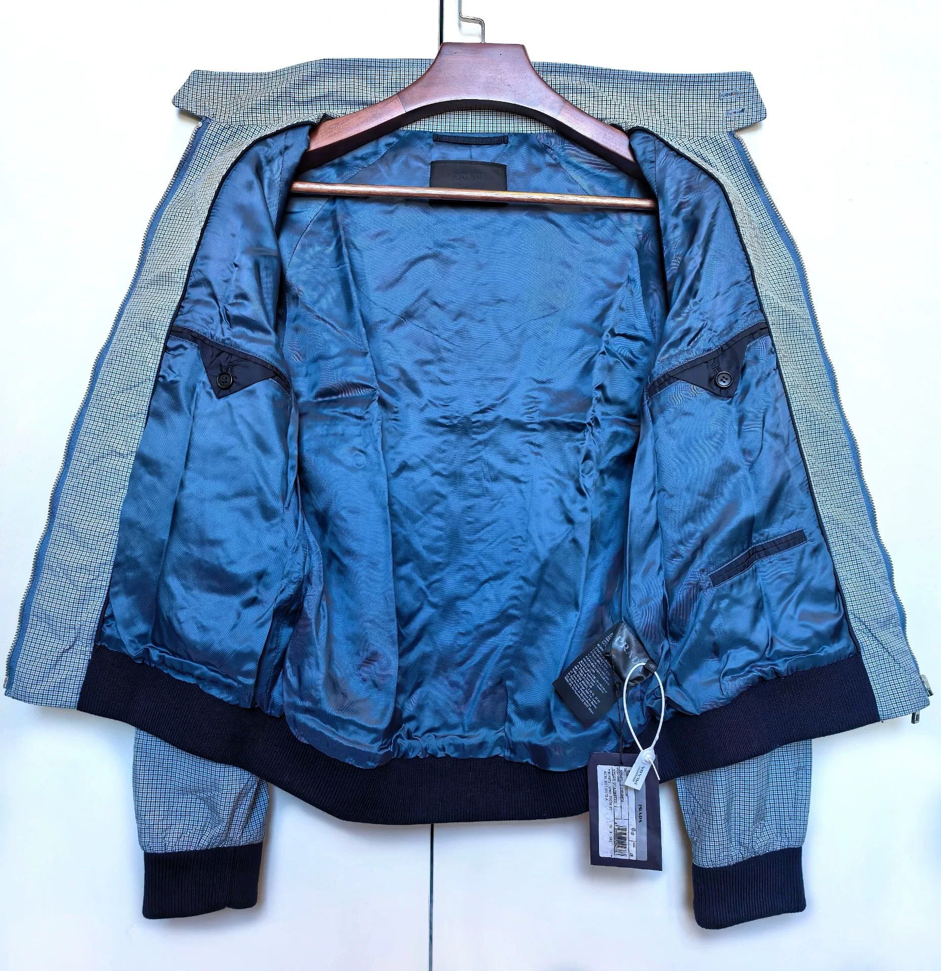 Saint Laurent Paris Prada Men's Blue Checkered Nylon Jacket Size US M / EU 48-50 / 2 - 3 Thumbnail