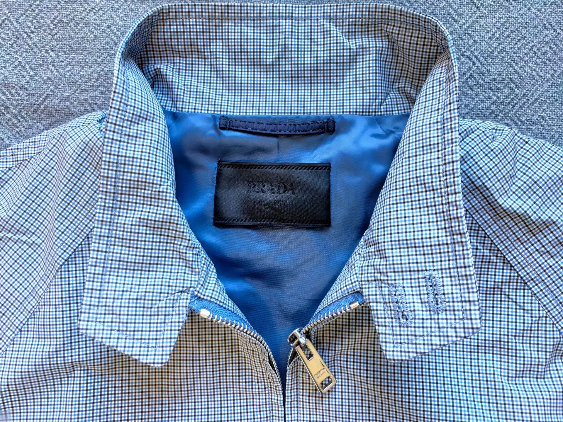Saint Laurent Paris Prada Men's Blue Checkered Nylon Jacket Size US M / EU 48-50 / 2 - 4 Thumbnail