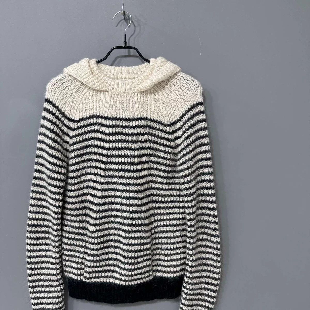 Saint Laurent Paris Saint Laurent Striped Hooded Knit Sweater Size S / US 4 / IT 40 - 2 Thumbnail
