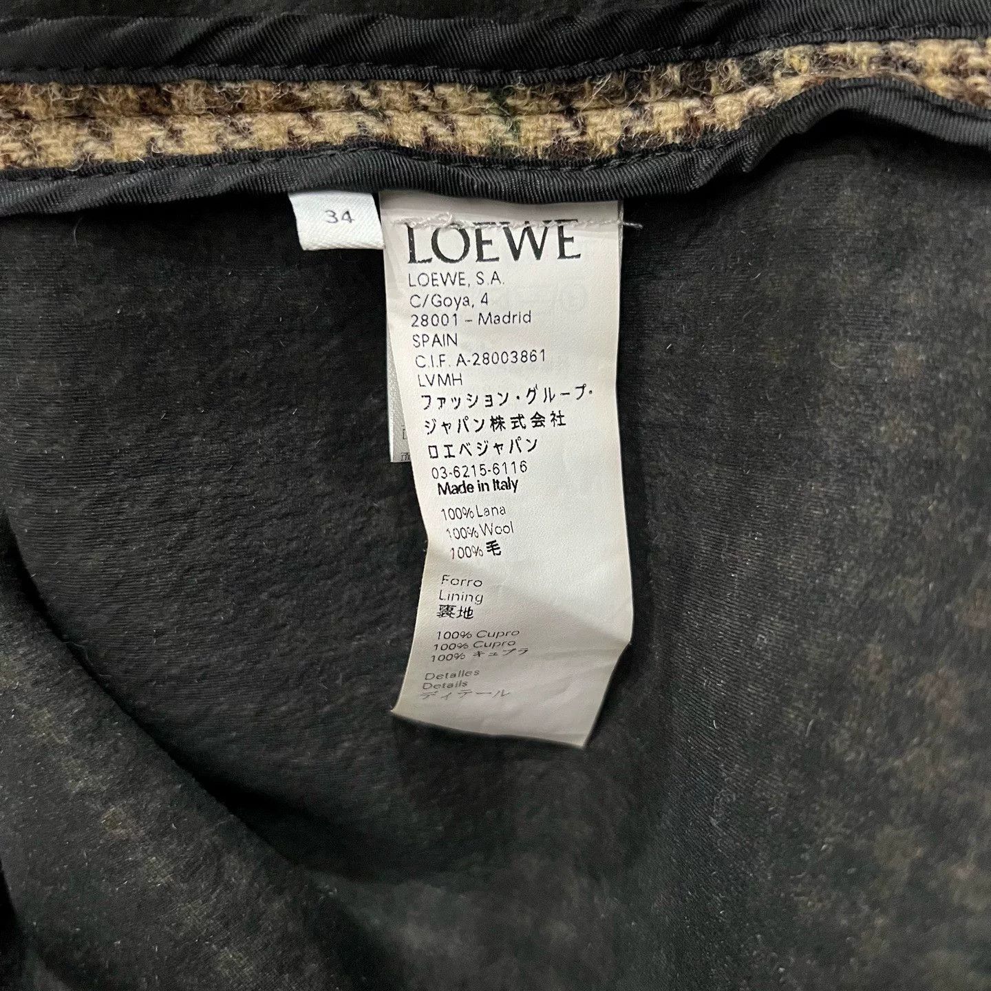 Loewe Loewe Houndstooth Colorblock Wool Coat Size XXS / US 00 / IT 34 - 5 Thumbnail