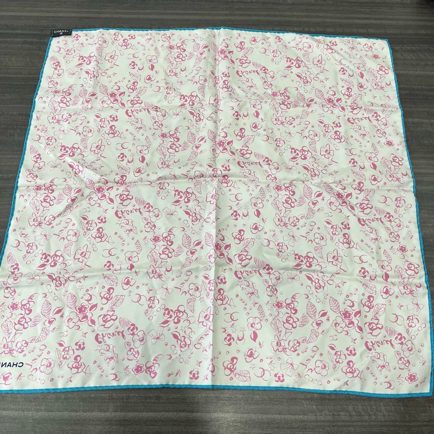 Chanel Chanel Pink Floral Silk Scarf Size ONE SIZE - 3 Thumbnail